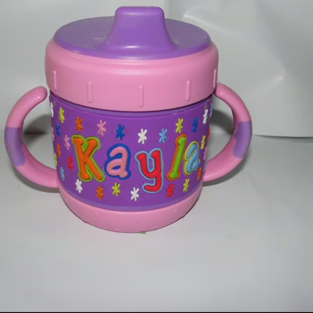 KAYLA personalized Kids Sippy Cup Pink And Purple